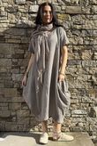 Salcombe Chalk Stripe Cotton Cocoon Dress Mocha